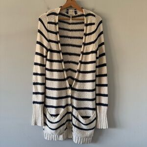 FP Beach Free People Striped Long Sleeve Button Front Long Length Cardigan Sz XS
